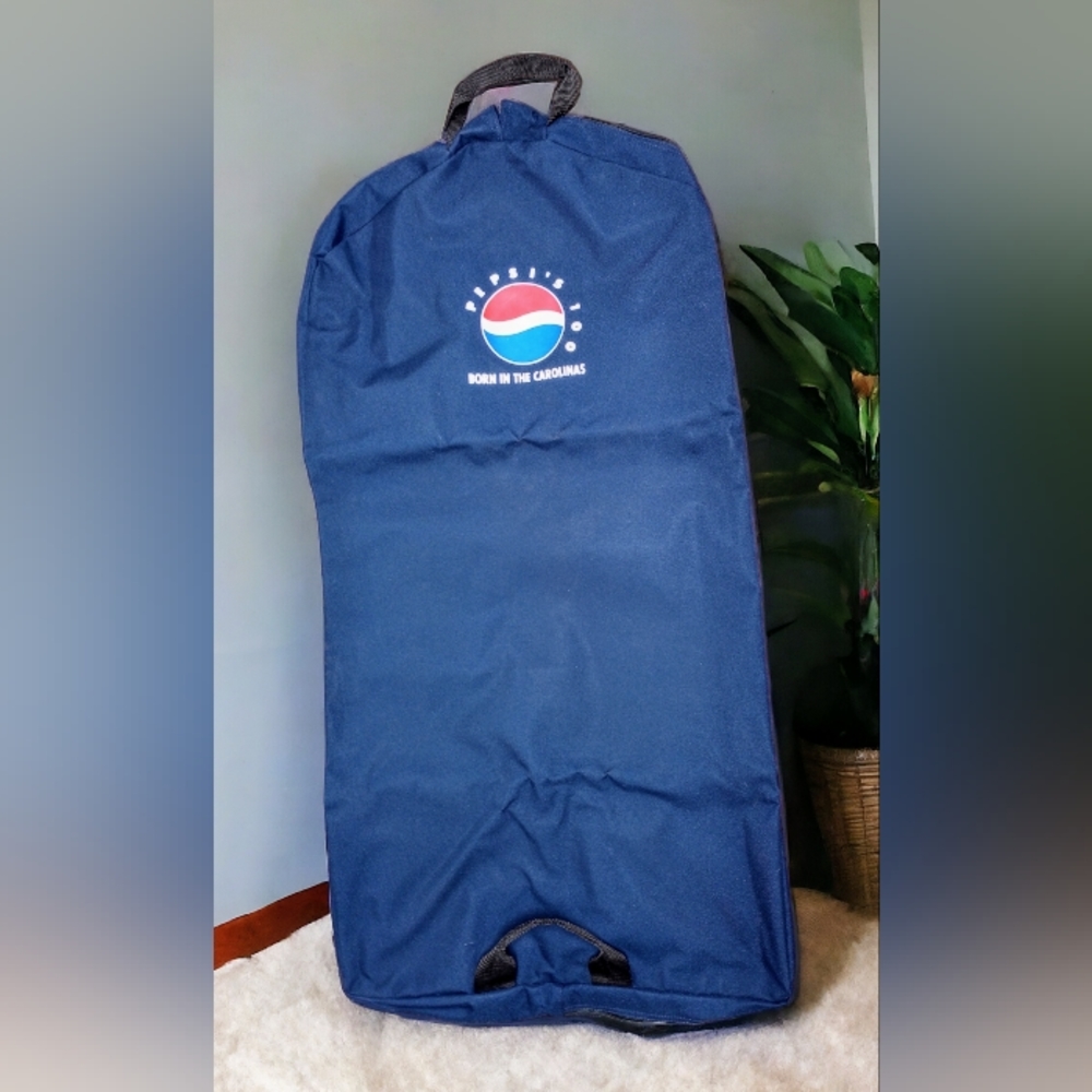 Pepsi Logo Born in the Carolinas Navy Canvas Garment Bag Unused